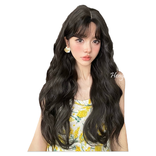 哼唧假发全头套女韩系慵懒羊毛卷发仿真发几字刘海长卷发假发套