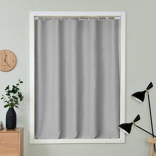 租房专用窗帘卧室遮光免打孔伸缩杆一整套成品出租房北欧简约小i.