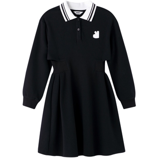 【商场同款】安奈儿女童装长袖连衣裙秋A字裙子休闲时尚