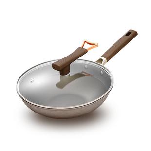 [明星推荐]苏美冠双面钛锅不粘锅家用炒菜锅有钛不锈钢炒锅平底锅