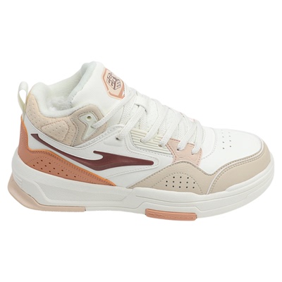 鸿星尔克女鞋2025新款冬季高帮板鞋女款加绒二棉运动鞋加厚大棉鞋