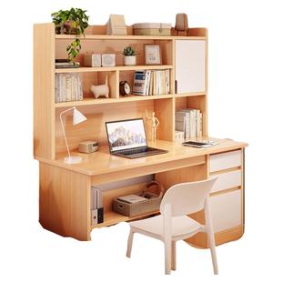 书桌学生家用初中写字桌学习桌简易书架书柜台式电脑桌卧室办公桌