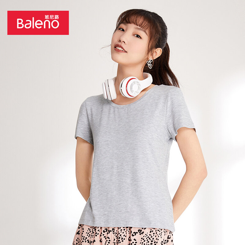 班尼路女装净色莫代尔圆领t恤夏季新款潮流女装舒适休闲t恤女