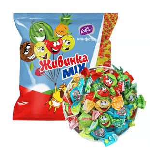 俄罗斯进口水果味夹心软糖康吉西瓜草莓味爆浆橡皮糖果喜糖konki