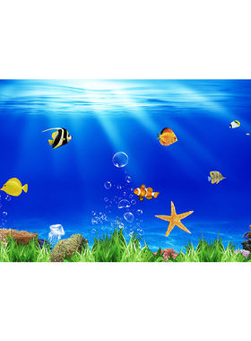 鱼缸背景贴纸水族箱壁纸静电贴
