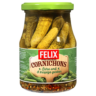 FELIX菲力斯整根酸小黄瓜700g瑞典宜家0脂肪切片热狗三明治汉堡瓶