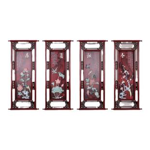 客厅沙发背景墙装饰画新中式四联梅兰竹菊餐厅挂画高端大气玉雕画