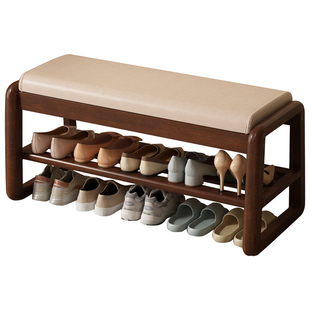 家逸实木换鞋凳家用入户穿鞋凳鞋柜坐凳一体鞋架进门口可坐凳子