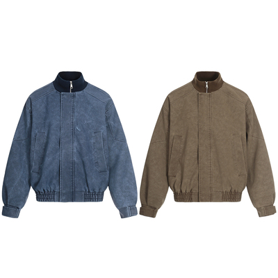 复古巴恩风PU短宽夹克