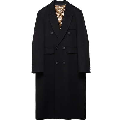 羽绒内胆垫肩羊毛双面呢大衣男