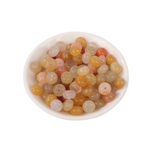 天然金丝玉散珠手串算盘珠手工diy玉石串珠编织手链珠子隔珠配件