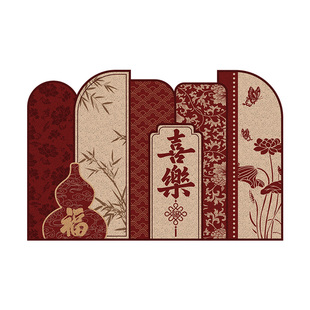 新年入户门地垫进门口红色乔迁之喜丝圈脚垫玄关室外耐脏防滑地毯