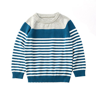 千趣会童装春秋款幼儿园宝宝毛衣男女童条纹束口纯棉套头针织衫