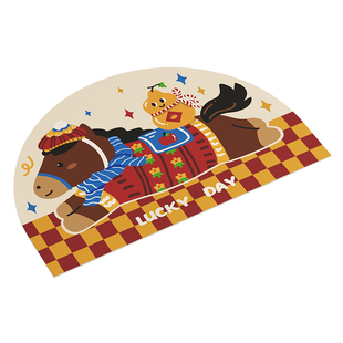 小马蒂奇马年半圆浴室地垫洗手间门口吸水速干脚垫卡通厕所脚垫子