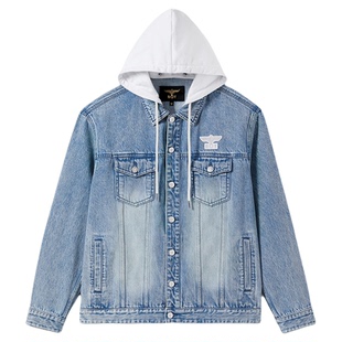 BOYLONDON拼接牛仔连帽休闲外套男女潮牌上衣2026春季新款N50003