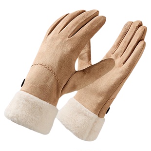 MISSION UV手套女冬季防寒加绒加厚保暖韩版骑行可触屏毛绒手套女