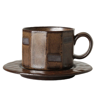 WOPU原创高颜值粗陶复古咖啡杯中古风设计感百搭水杯下午茶杯送人