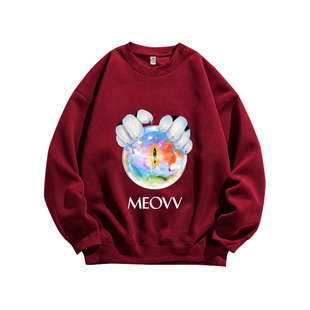 MEOVV韩女团粉丝应援周边印花设计重磅纯棉卫衣男女款情侣上衣服