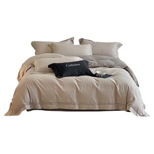 无印良品磨毛床上四件套全棉50s轻奢高端被套床单床上用品三件套