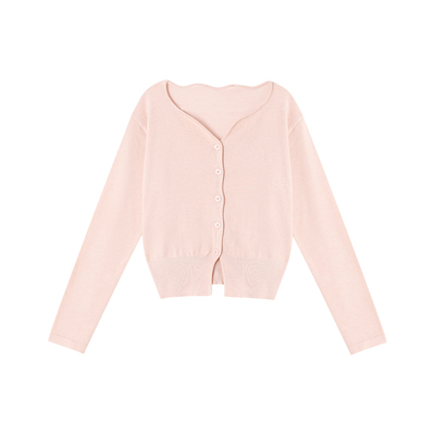 姜雯'甜梦'粉色针织毛衣上衣女