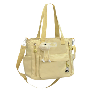 简约百搭大容量学生党上课托特包休闲手提单肩包包女补课袋斜挎包