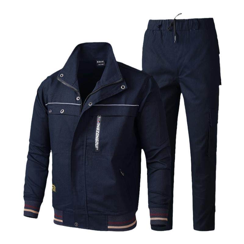 纯棉工作服套装男士斜纹加厚电焊工服防烫阻燃劳保服耐磨汽修工装
