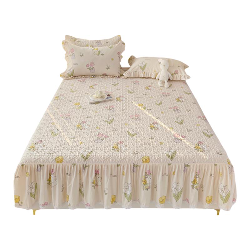 100全棉床笠带裙边二合一加厚夹棉纯棉床罩单件2025年新款花边式