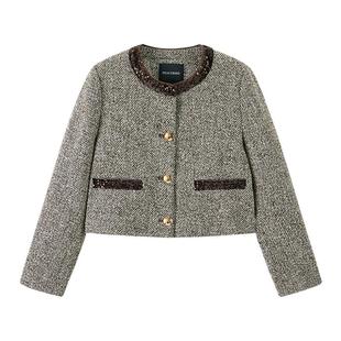 太平鸟女装年秋季款亮片拼接外套A1BBE3505