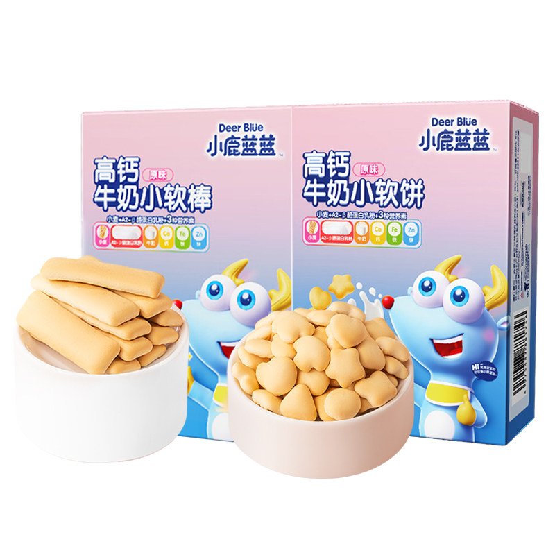 小鹿蓝蓝高钙牛奶小软棒小软饼干