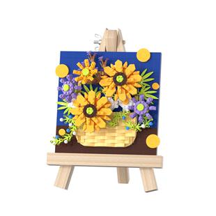 潮乐创积木永生花束女孩益智拼装鲜花玩具画展摆件女神节教师礼物