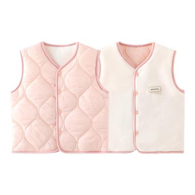 男女宝宝儿童小马甲护肚背心秋冬季双面穿200g夹棉坎肩马夹仿羽绒