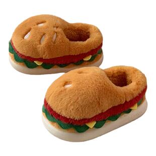 细细条 ins可爱汉堡薯条儿童棉拖鞋冬保暖亲子一家三口居家鞋男女