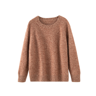 慵懒风~100%纯山羊绒加厚针织衫女宽松大版花纱针织毛衣保暖简约