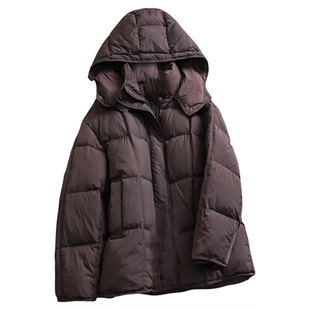 「90鹅绒」轻松穿出松弛感连帽显瘦百搭廓形长袖保暖女羽绒服M049