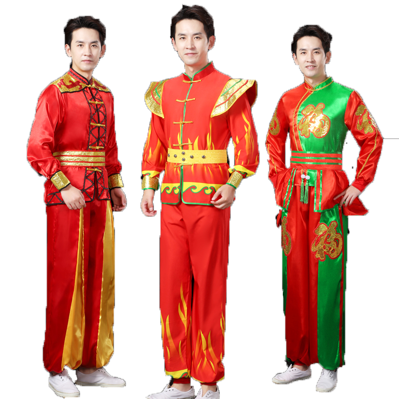新款敲大鼓衣服男秧歌服舞龙舞狮队打鼓服秋冬季腰鼓锣鼓队演出服