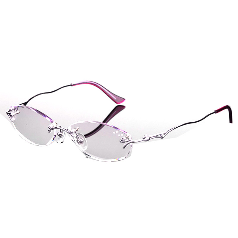 钻石切边眼镜镶钻纯钛无框成品