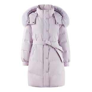 秋水伊人优雅大气简约外套2025年冬季新款通勤可拆卸连帽羽绒服