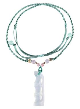 珠花蝶度玉石水波纹女项链毛衣链