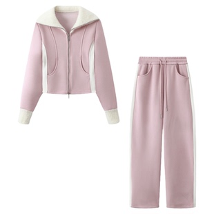 依凡芙韩系绝美巨好看加绒加厚连帽卫衣套装女小冬装减龄两件套装