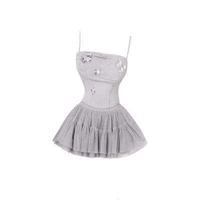 微胖mm甜辣风亮钻吊带背心上衣