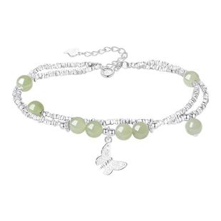 周大生碎银子蝴蝶纯银手链女轻奢小众精致和田玉本命年礼物送女友