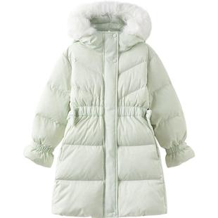 巴拉巴拉女童羽绒服中大童宝宝中长收腰外套秋冬季新款童装儿童潮