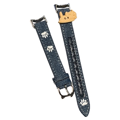 适用于小米手环10表带新款手表xiaomi9陶瓷版猫爪刺绣7nfc运动智能牛仔腕带女款高级保护套壳XL夏季透气表链