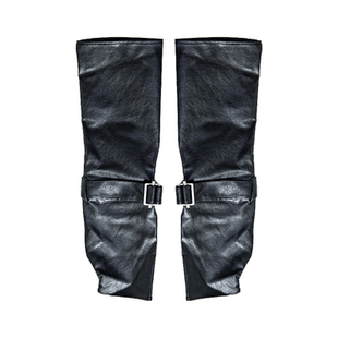 SS2L新款极简暗黑机能风皮质无孔绑带银扣时尚个性造型潮流手套