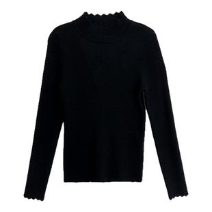 诗梦女装秋冬新款羊毛针织衫花边领修身打底衫显瘦气质简约百搭