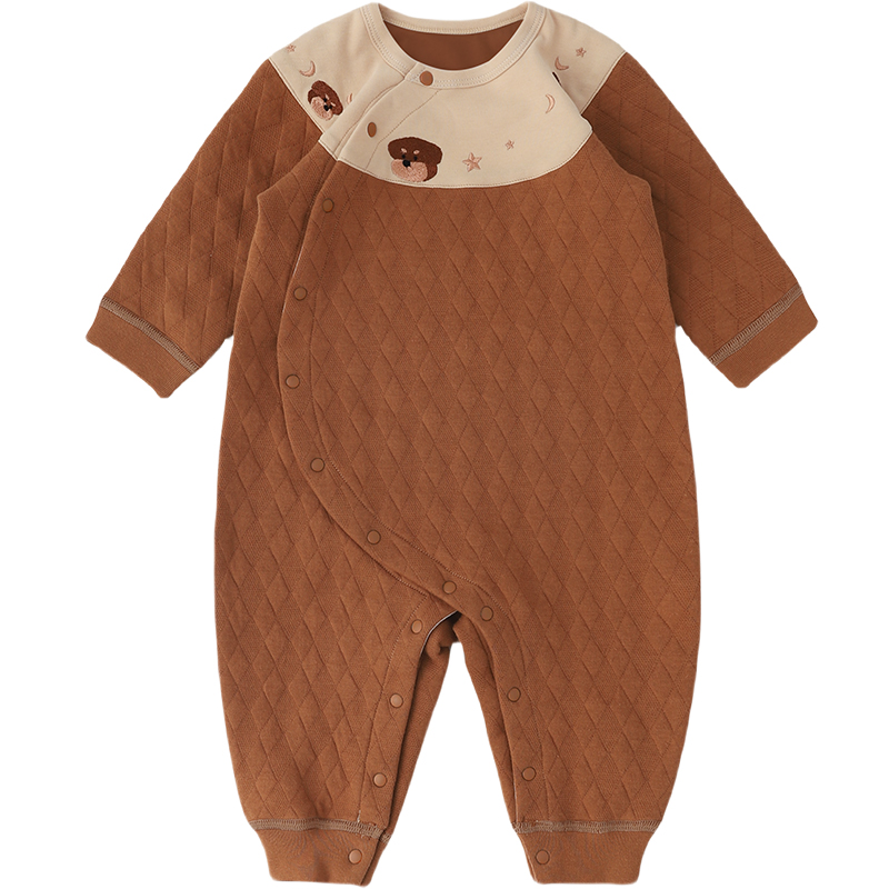 WHYLOOK 婴儿衣服薄夹棉保暖打底衣宝宝连体衣秋冬装夹丝加厚哈衣
