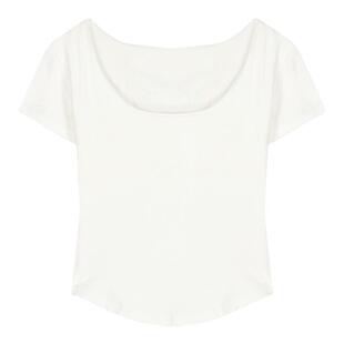 纯欲辣妹U领短袖白色T恤女夏季新款设计感小众修身打底莫代尔上衣