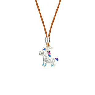 纯银珐琅小马吊坠项链女马上有钱马年暴富卡通项坠送女友新年礼物