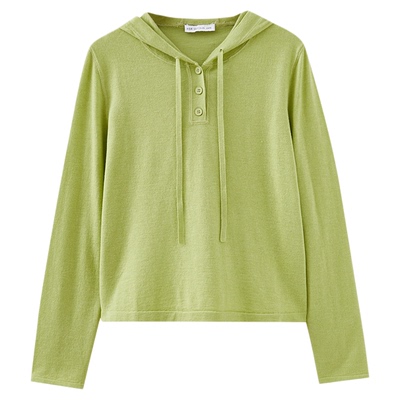 水云间叠穿毛针织衫女连帽长袖上衣宽松纯色内搭早秋穿搭2025新款