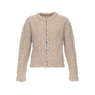 花木深新中式绞花毛衣开衫女外搭秋新款针织衫对襟外套盘扣羊毛衫